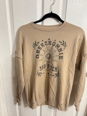 abercrombie kids Beige Graphic Crewneck Sweatshirt